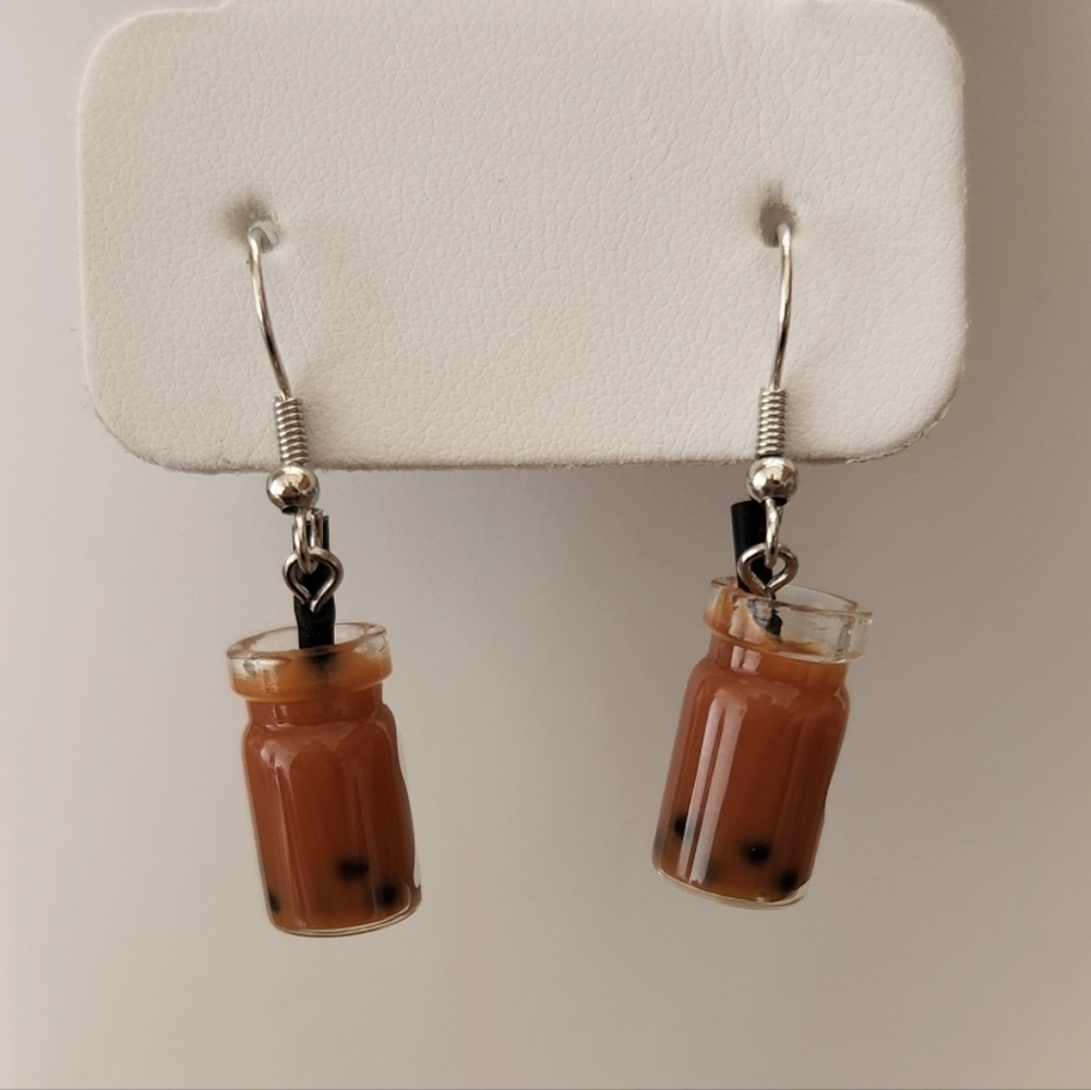 Boba bubble tea hook earrings - Picture 2 of 6
